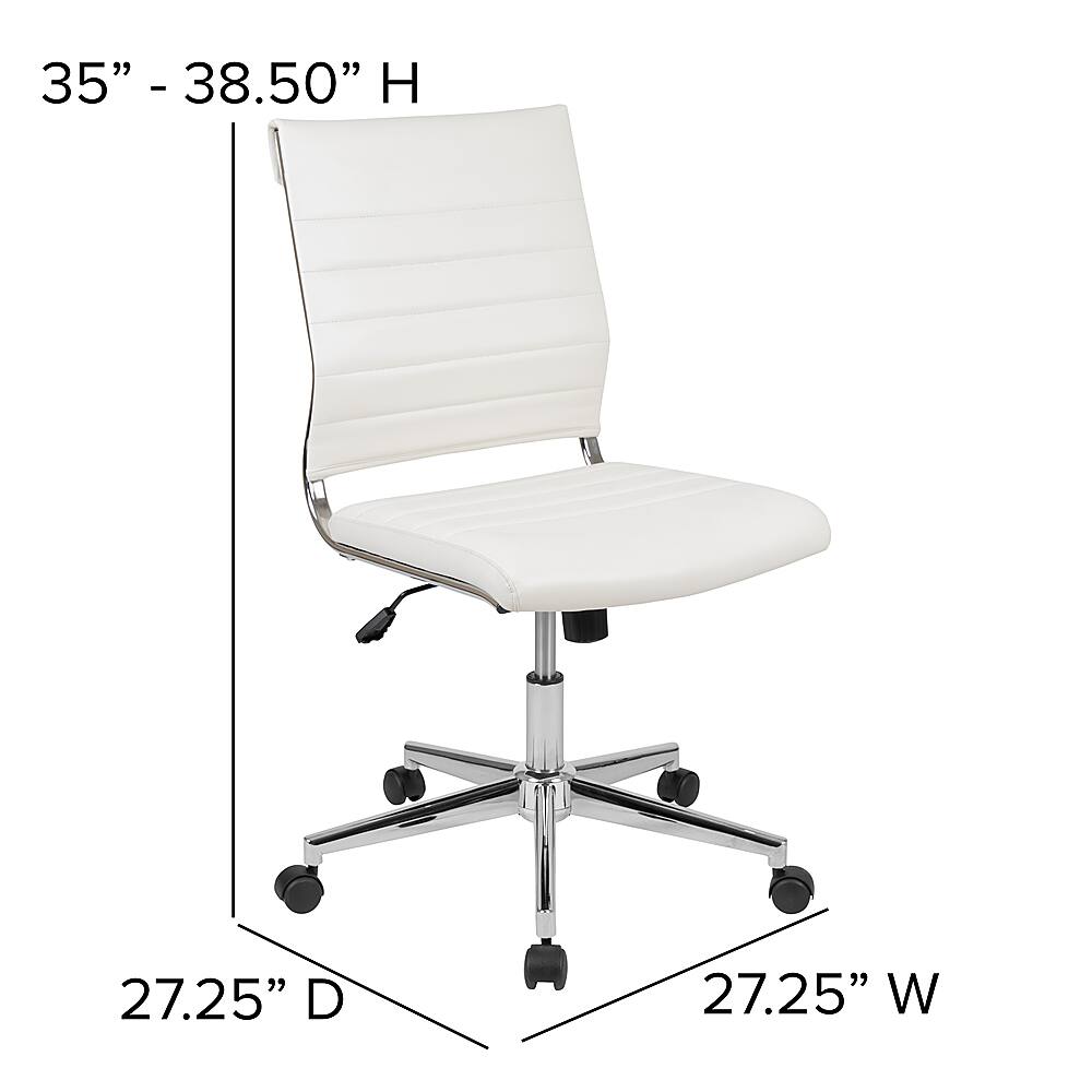 Alt View 13. Alamont Home - Hansel Contemporary Leather/Faux Leather Ribbed Executive Swivel Mid-Back Office Chair - White.