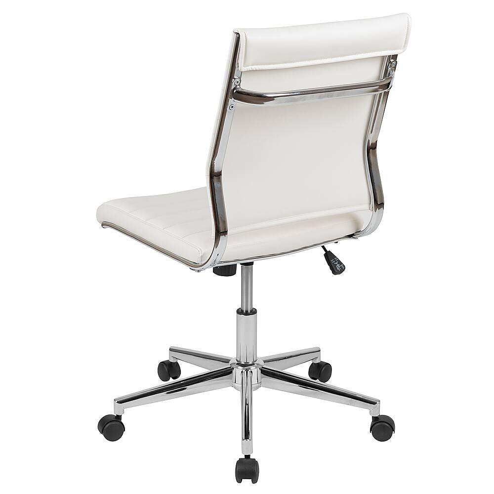 Alt View 14. Alamont Home - Hansel Contemporary Leather/Faux Leather Ribbed Executive Swivel Mid-Back Office Chair - White.