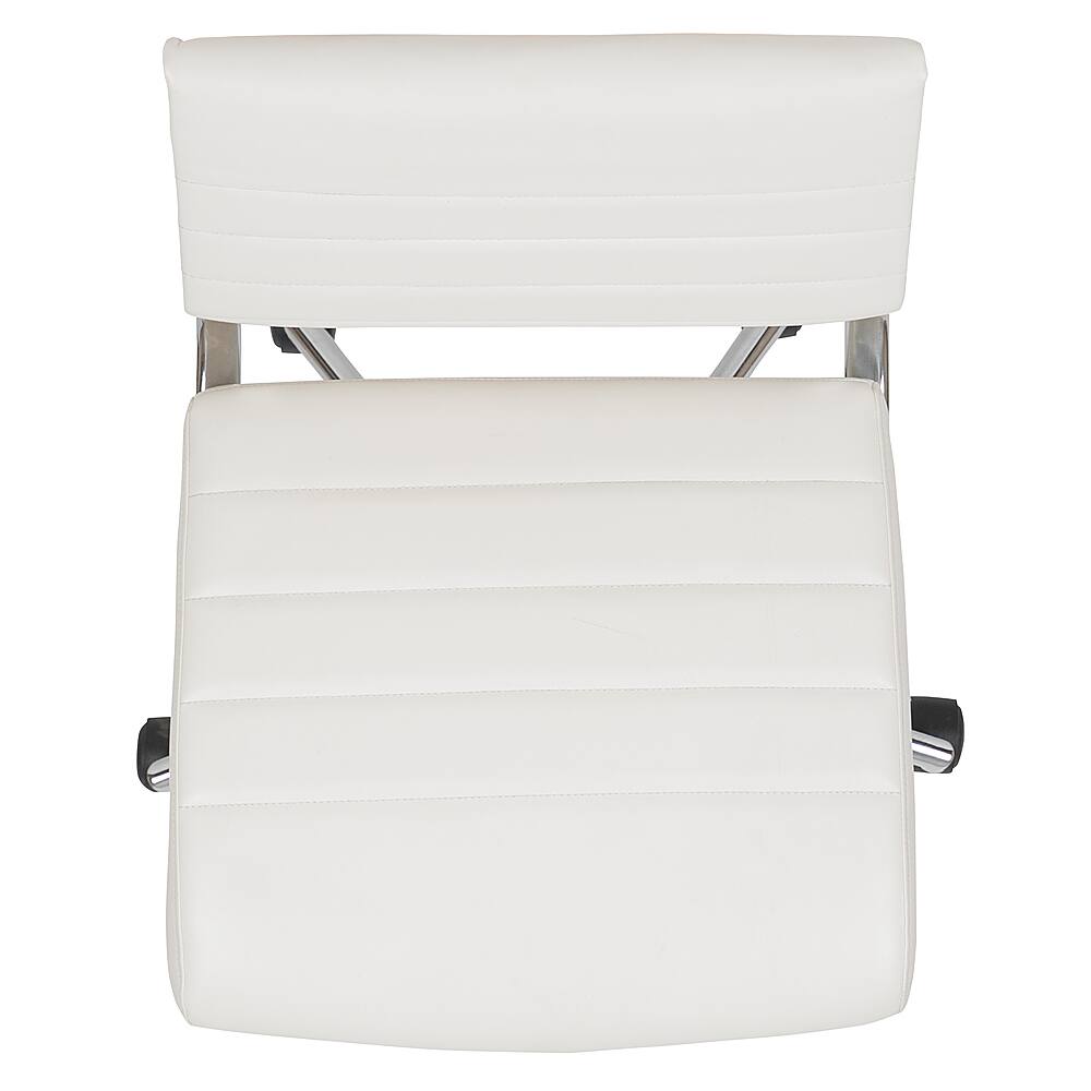 Alt View 17. Alamont Home - Hansel Contemporary Leather/Faux Leather Ribbed Executive Swivel Mid-Back Office Chair - White.