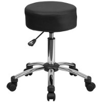 Alamont Home - Rhonda Contemporary Leather/Faux Leather Stool - Black - Front_Zoom