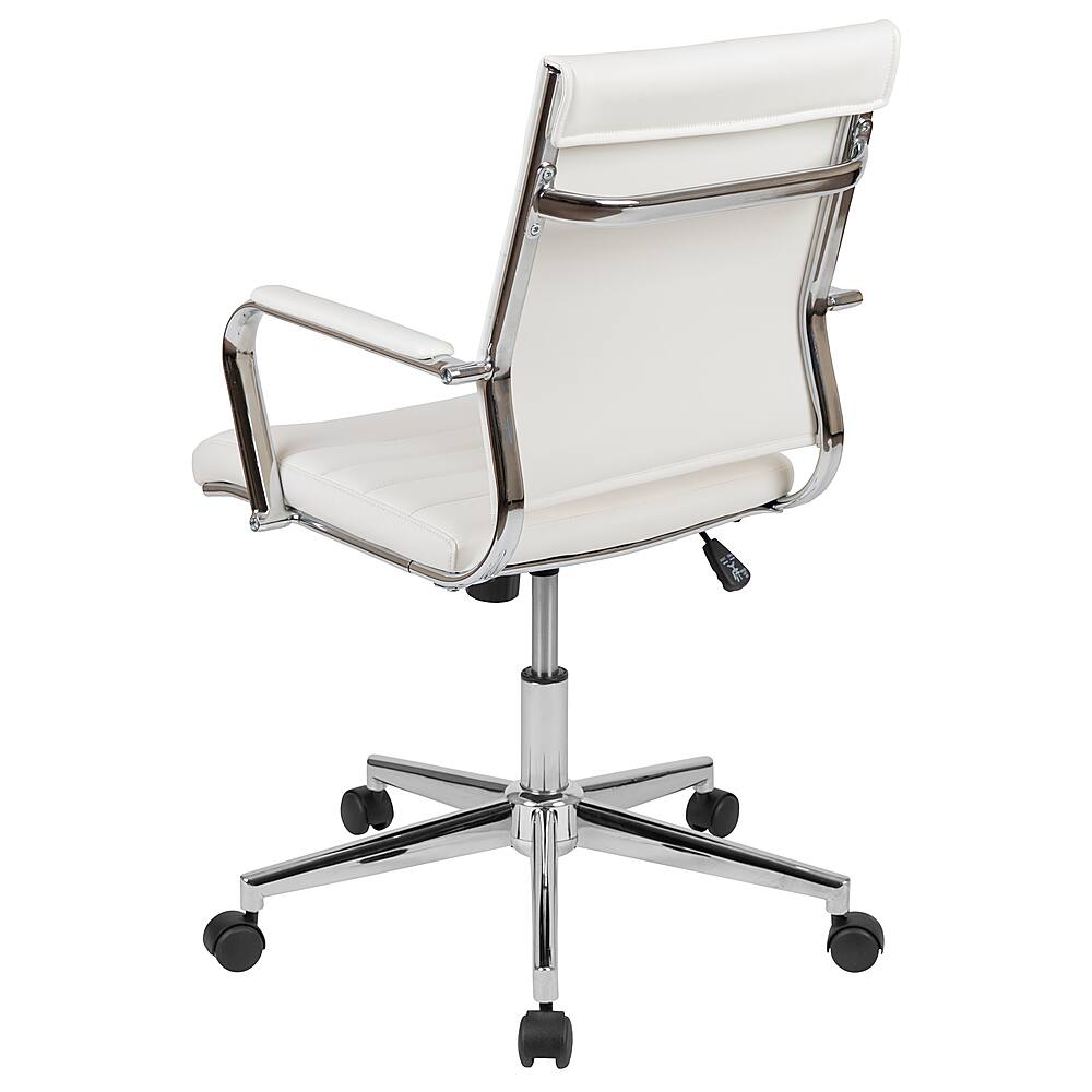 Alt View 14. Alamont Home - Hansel Contemporary Leather/Faux Leather Ribbed Executive Swivel Mid-Back Office Chair - White.