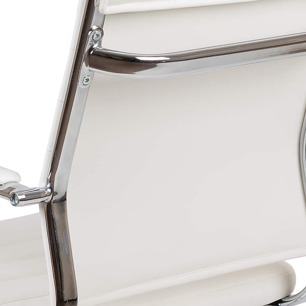 Alt View 19. Alamont Home - Hansel Contemporary Leather/Faux Leather Ribbed Executive Swivel Mid-Back Office Chair - White.