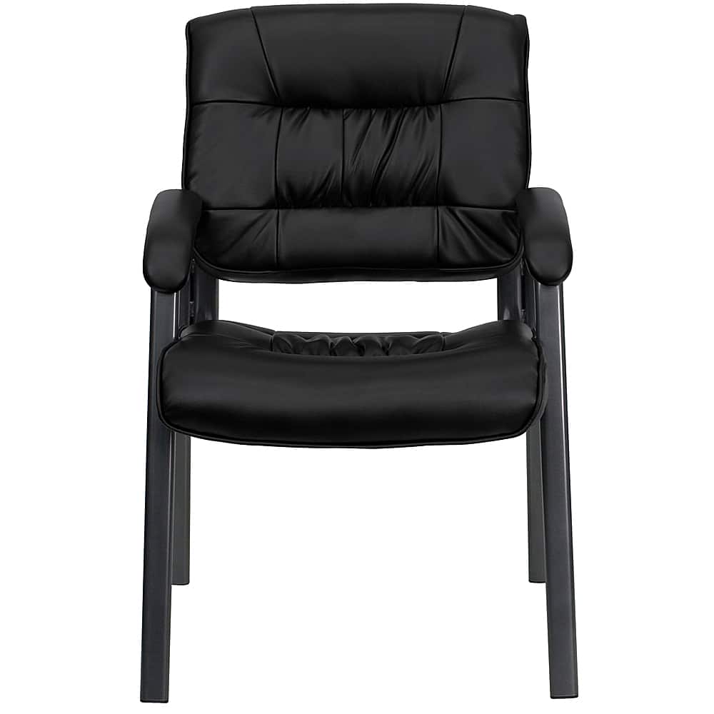 Alt View 11. Alamont Home - Haeger Contemporary Leather/Faux Leather Side Chair - Upholstered - Black LeatherSoft/Titanium Gray Frame.