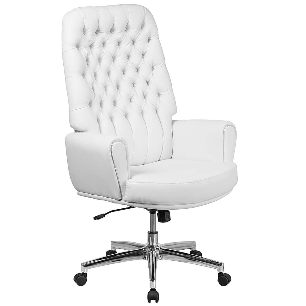 Front. Alamont Home - Rochelle Traditional Leather/Faux Leather Executive Swivel Office Chair - White.
