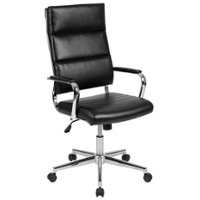 Flash Furniture - Hansel Contemporary Leather/Faux Leather Panel Executive Swivel High Back Office Chair - Black - Front_Zoom