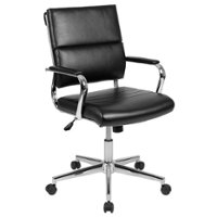 Flash Furniture - Hansel Contemporary Leather/Faux Leather Panel Executive Swivel Mid-Back Office Chair - Black - Front_Zoom