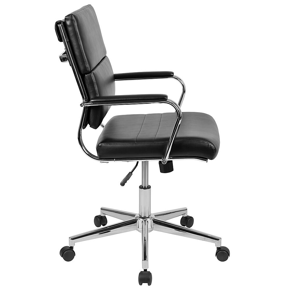 Alt View 16. Alamont Home - Hansel Contemporary Leather/Faux Leather Panel Executive Swivel Mid-Back Office Chair - Black.