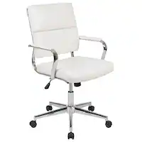 Alamont Home - Hansel Contemporary Leather/Faux Leather Panel Executive Swivel Mid-Back Office Chair - White - Front_Zoom