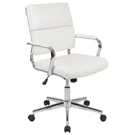 Alamont Home - Hansel Contemporary Leather/Faux Leather Panel Executive Swivel Mid-Back Office Chair - White