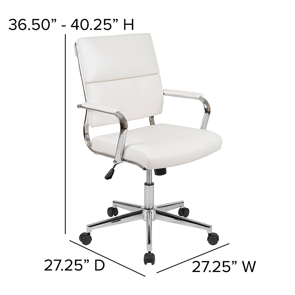 Alt View 13. Alamont Home - Hansel Contemporary Leather/Faux Leather Panel Executive Swivel Mid-Back Office Chair - White.