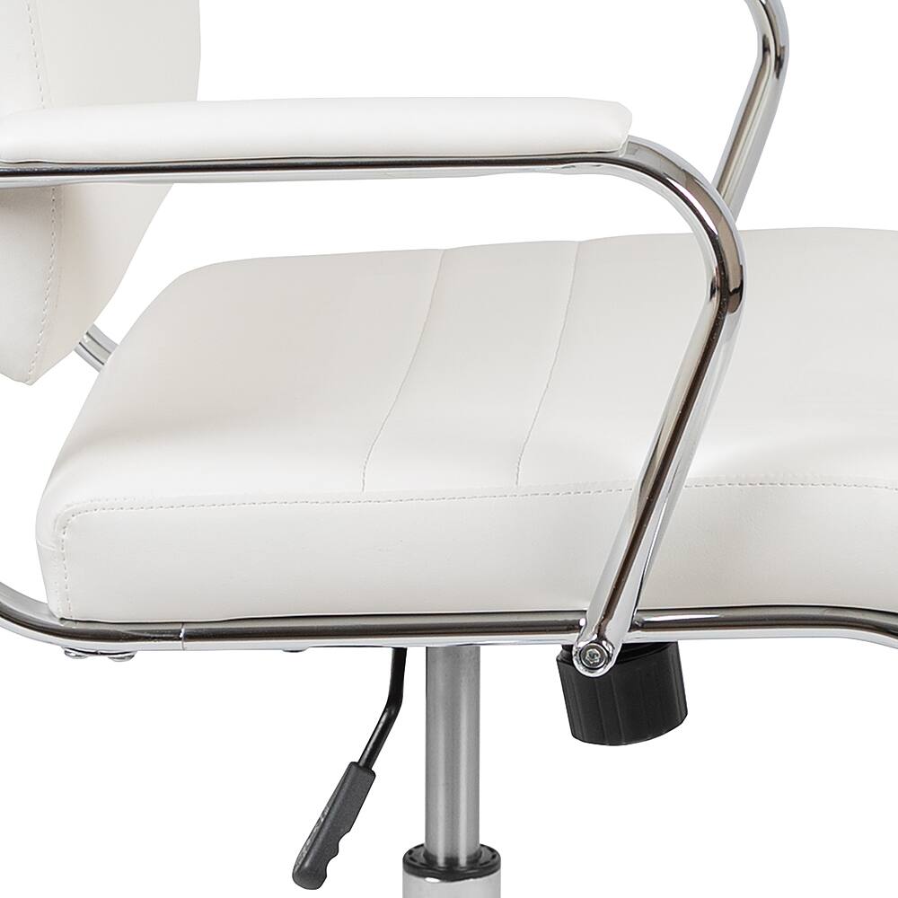 Alt View 15. Alamont Home - Hansel Contemporary Leather/Faux Leather Panel Executive Swivel Mid-Back Office Chair - White.