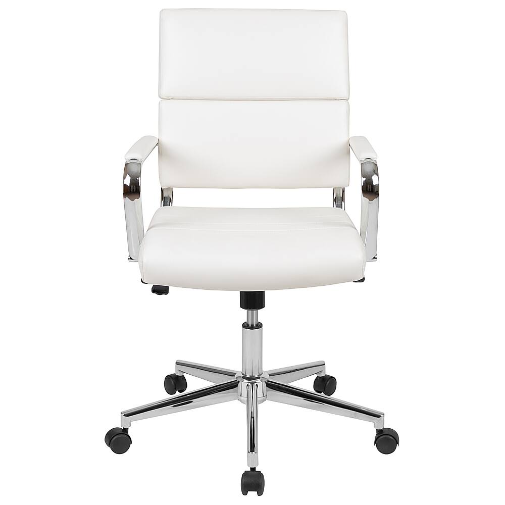 Alt View 11. Alamont Home - Hansel Contemporary Leather/Faux Leather Panel Executive Swivel Mid-Back Office Chair - White.