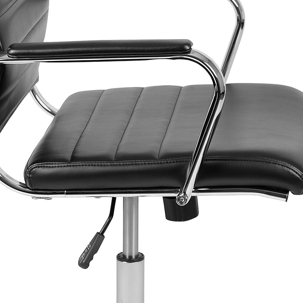 Alt View 15. Alamont Home - Hansel Contemporary Leather/Faux Leather Ribbed Executive Swivel Mid-Back Office Chair - Black.