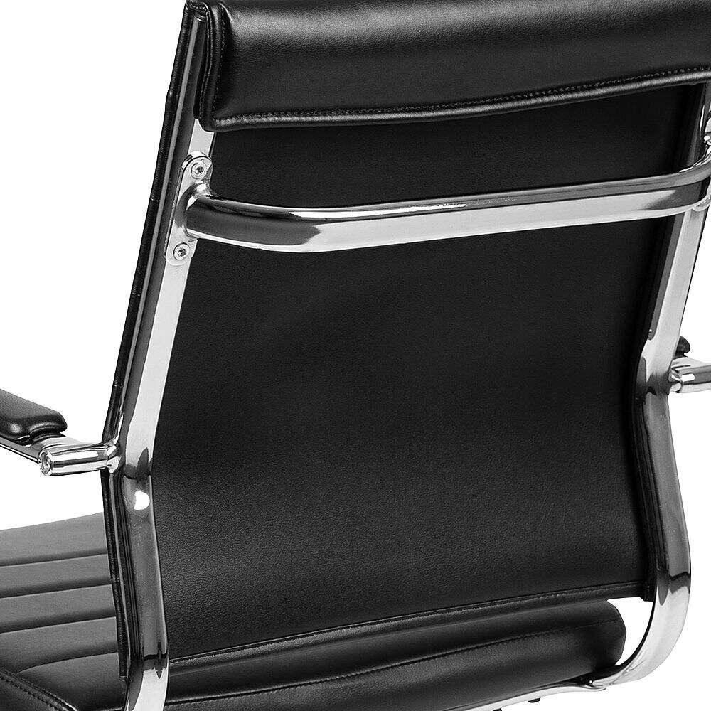 Alt View 19. Alamont Home - Hansel Contemporary Leather/Faux Leather Ribbed Executive Swivel Mid-Back Office Chair - Black.