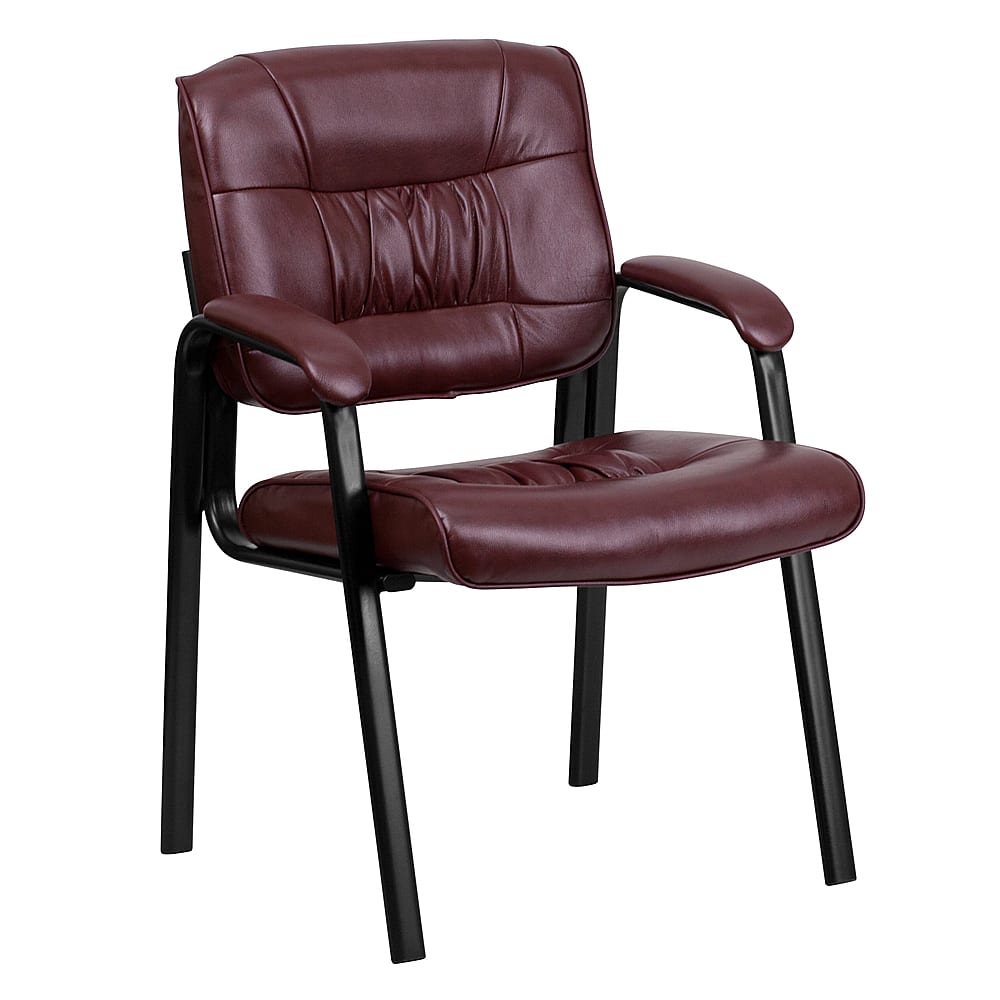 Alamont Home - Haeger Contemporary Leather/Faux Leather Side Chair - Upholstered - Burgundy LeatherSoft/Black Frame - Front_Zoom