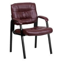 Flash Furniture - Haeger  Contemporary Leather/Faux Leather Side Chair - Upholstered - Burgundy LeatherSoft/Black Frame - Front_Zoom