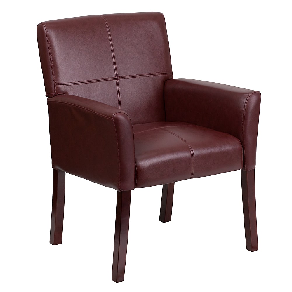 Alamont Home - Taylor Contemporary Leather/Faux Leather Side Chair - Upholstered - Burgundy - Front_Zoom