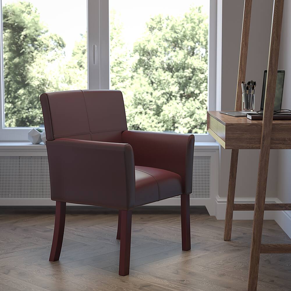Alt View 12. Alamont Home - Taylor  Contemporary Leather/Faux Leather Side Chair - Upholstered - Burgundy.