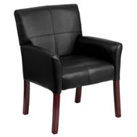 Flash Furniture - Taylor  Contemporary Leather/Faux Leather Side Chair - Upholstered - Black - Front_Zoom