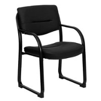 Flash Furniture - Donny  Contemporary Leather/Faux Leather Side Chair - Upholstered - Black - Front_Zoom