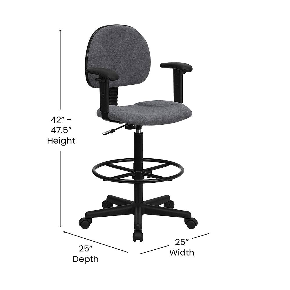 Alt View 14. Alamont Home - Bruce Contemporary Fabric Drafting Stool - Gray.