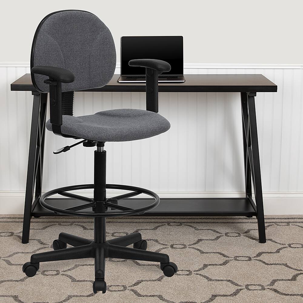 Alt View 13. Alamont Home - Bruce Contemporary Fabric Drafting Stool - Gray.