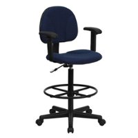 Flash Furniture - Bruce Contemporary Fabric Drafting Stool - Navy Blue Patterned - Front_Zoom