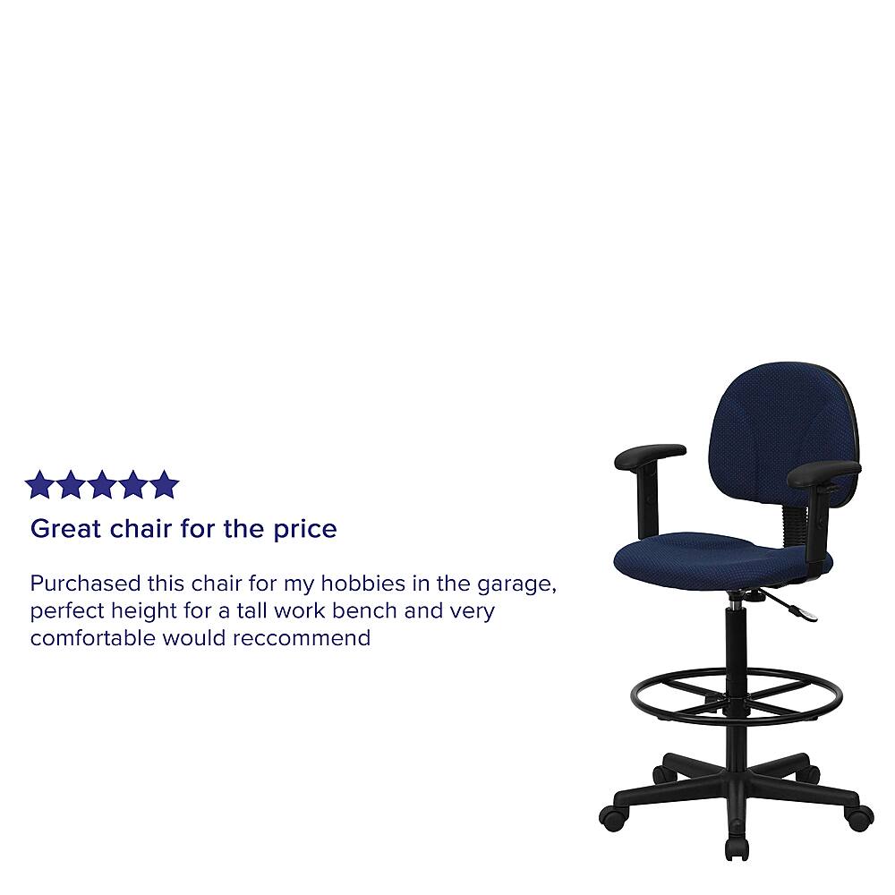 Alt View 38. Alamont Home - Bruce Contemporary Fabric Drafting Stool - Navy Blue Patterned.
