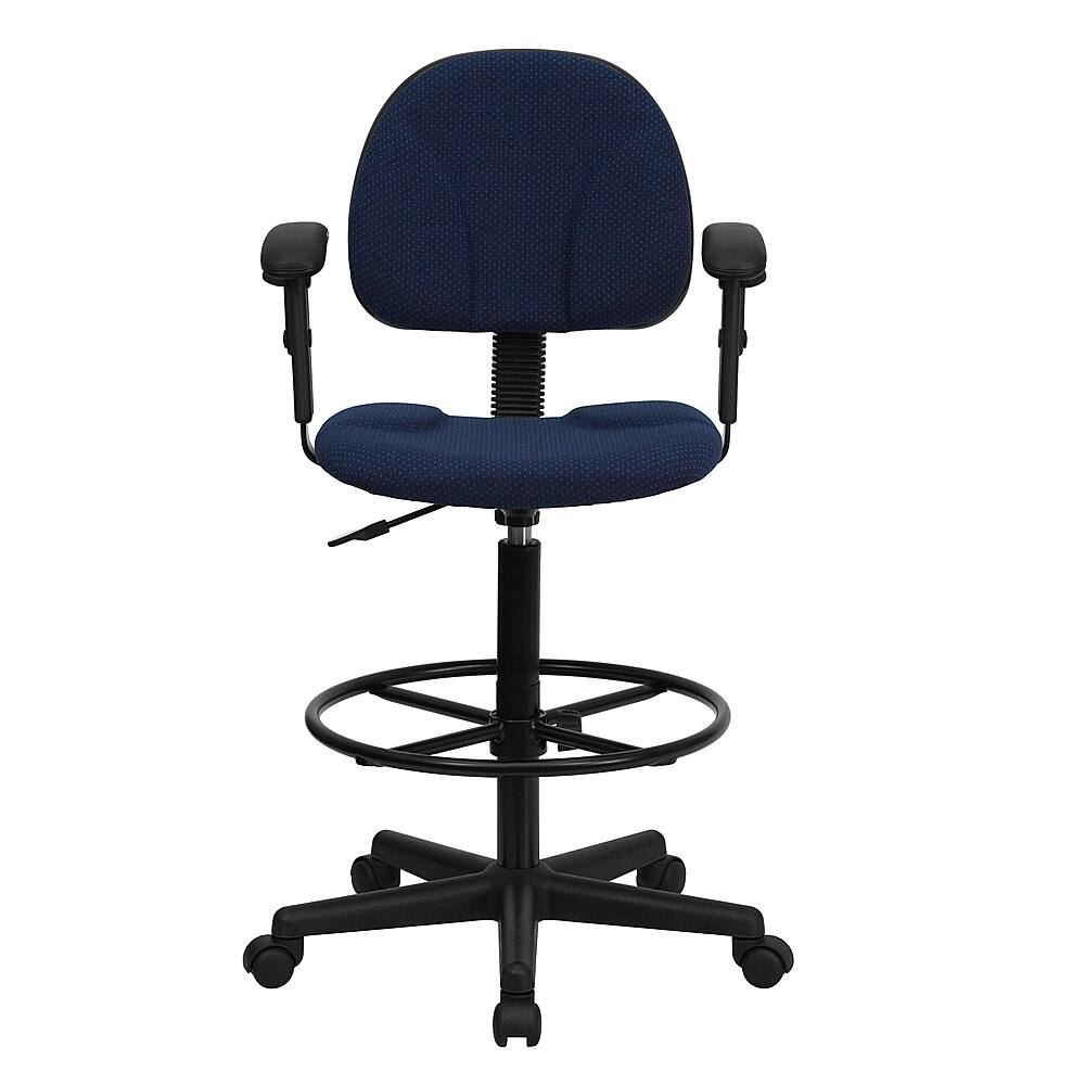 Alt View 12. Alamont Home - Bruce Contemporary Fabric Drafting Stool - Navy Blue Patterned.