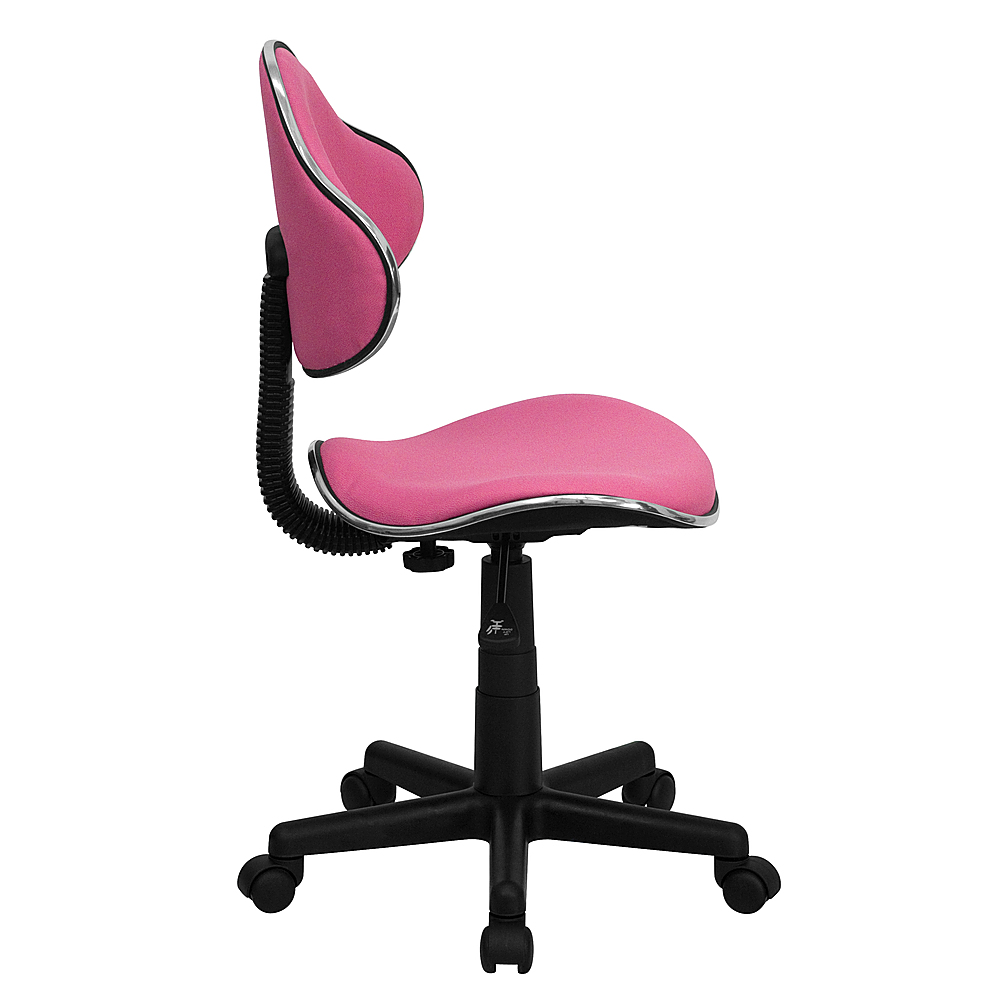 pink fabric swivel chair