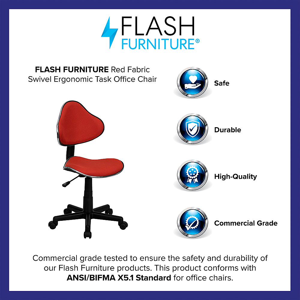 Flash Furniture Fabric Swivel Ergonomic Task Office Chair Red BT 