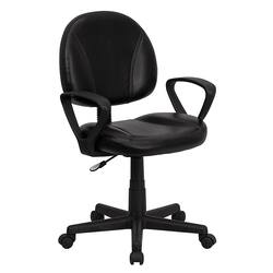 Flash Furniture - Ronald Contemporary Leather/Faux Leather Swivel Office Chair - Black - Front_Zoom