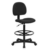 Alamont Home - Bruce Contemporary Fabric Drafting Stool - Black Patterned - Front_Zoom