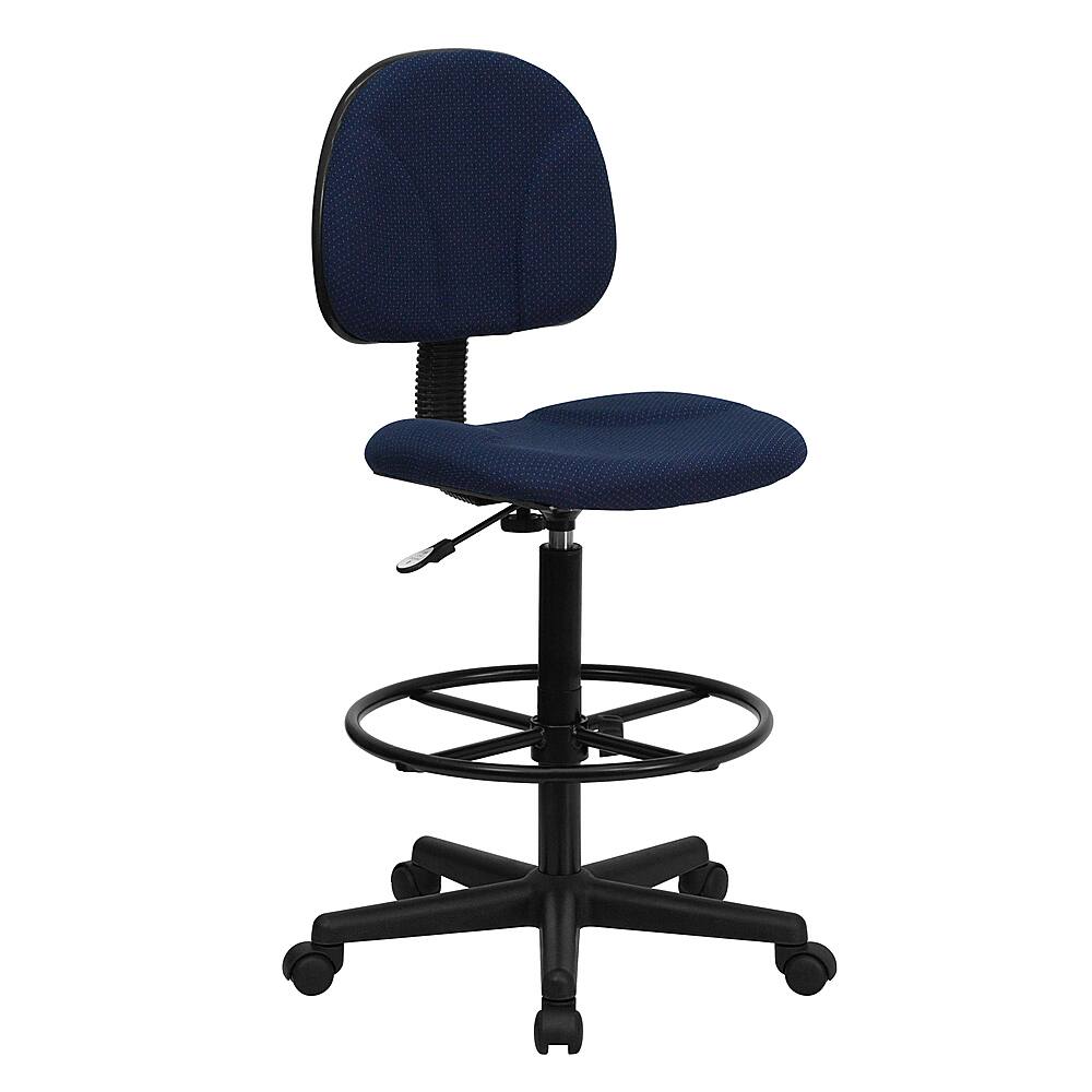 Alamont Home - Bruce Contemporary Fabric Drafting Stool - Navy Blue Patterned - Front_Zoom