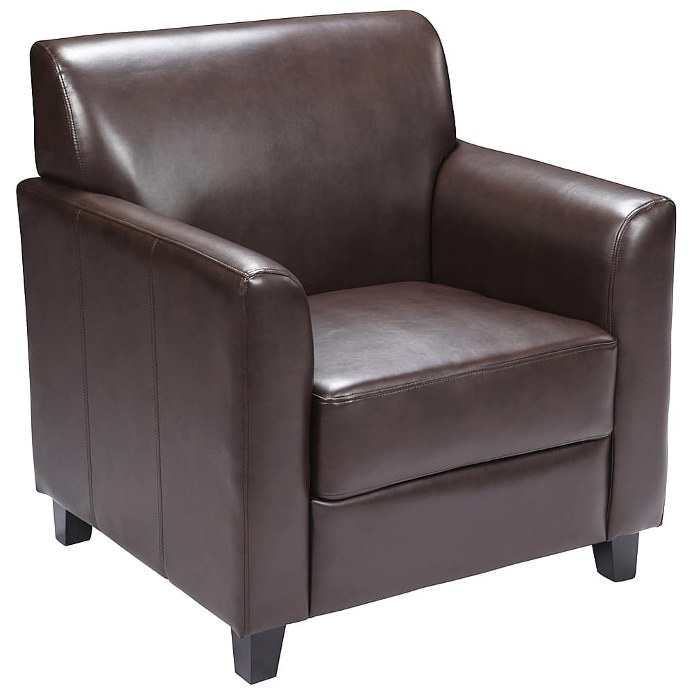 Alamont Home - Hercules Diplomat Contemporary Leather/Faux Leather Reception Chair - Brown - Front_Zoom