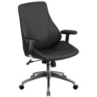 Flash Furniture - Hansel Contemporary Leather Executive Swivel Mid-Back Office Chair - Black - Front_Zoom