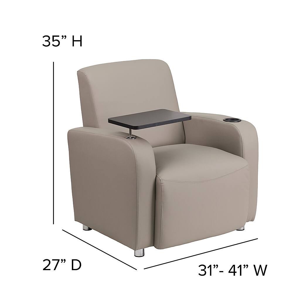 Alt View 13. Alamont Home - George Rectangle Contemporary Leather/Faux Leather Tablet Arm Chair - Upholstered - Gray.