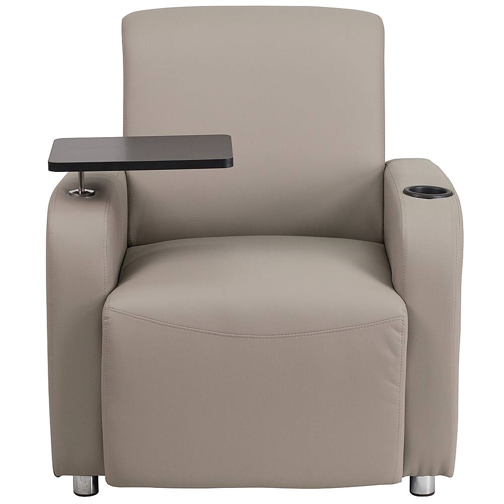 Alt View 11. Alamont Home - George Rectangle Contemporary Leather/Faux Leather Tablet Arm Chair - Upholstered - Gray.