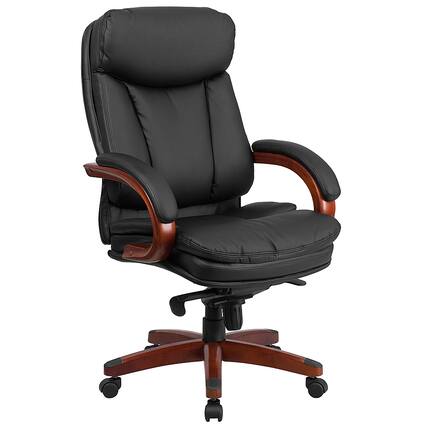 Front. Alamont Home - Hansel Contemporary Leather Executive Swivel Ergonomic High Back Office Chair - Black.