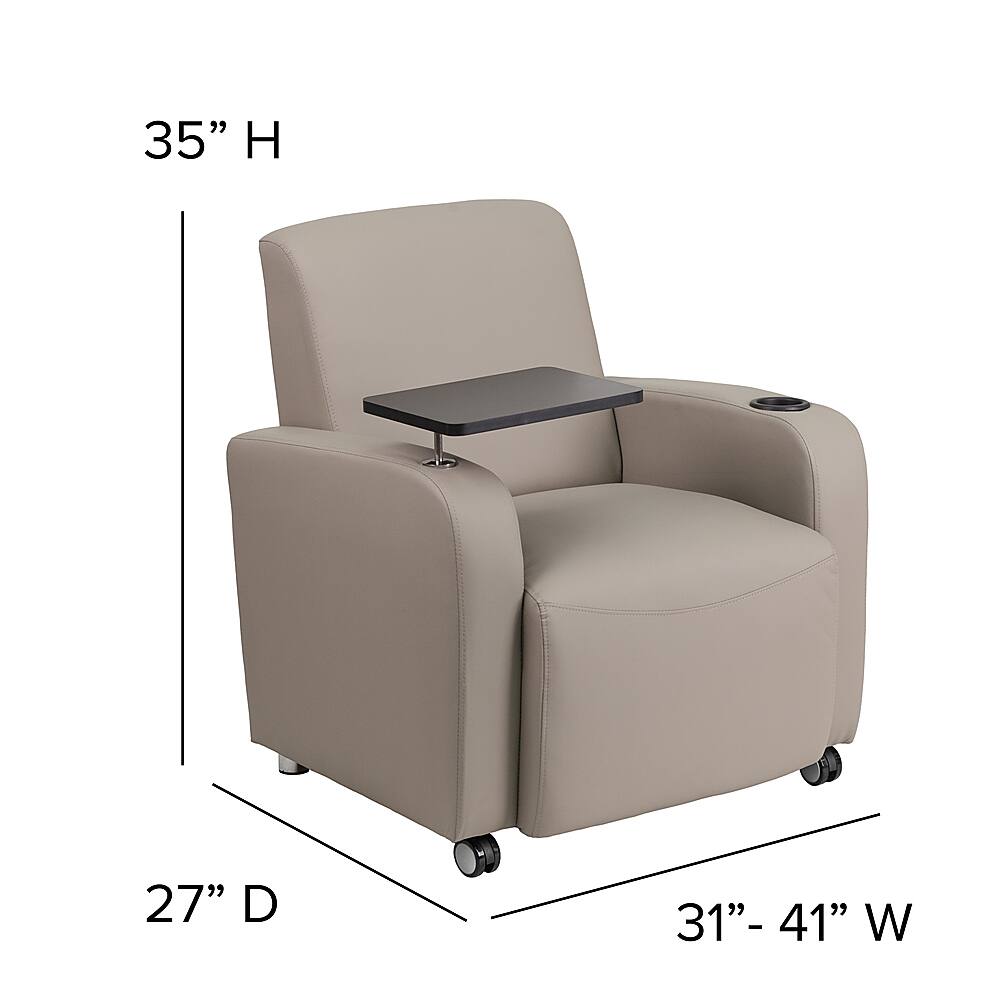 Alt View 13. Alamont Home - George Rectangle Contemporary Leather/Faux Leather Tablet Arm Chair - Upholstered - Gray.