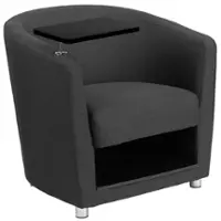 Alamont Home - George Rectangle Contemporary Fabric Tablet Arm Chair - Upholstered - Charcoal Gray Fabric - Front_Zoom