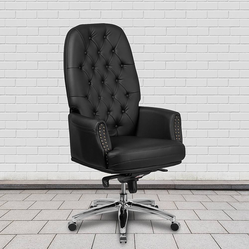 Alt View 12. Alamont Home - Hansel Traditional High Back Tufted Black LeatherSoft Multifunction Ergonomic Office Chair w/Arms - Black.