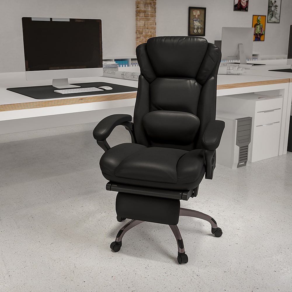 Alt View 12. Alamont Home - Martin Contemporary Leather/Faux Leather Swivel Office Chair - Black.