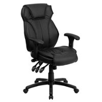 Alamont Home - Hansel Contemporary Leather/Faux Leather Executive Swivel Office Chair - Black - Front_Zoom