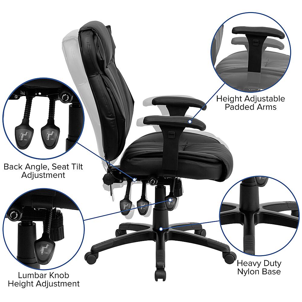 Alt View 39. Alamont Home - Hansel Contemporary Leather/Faux Leather Executive Swivel Office Chair - Black.