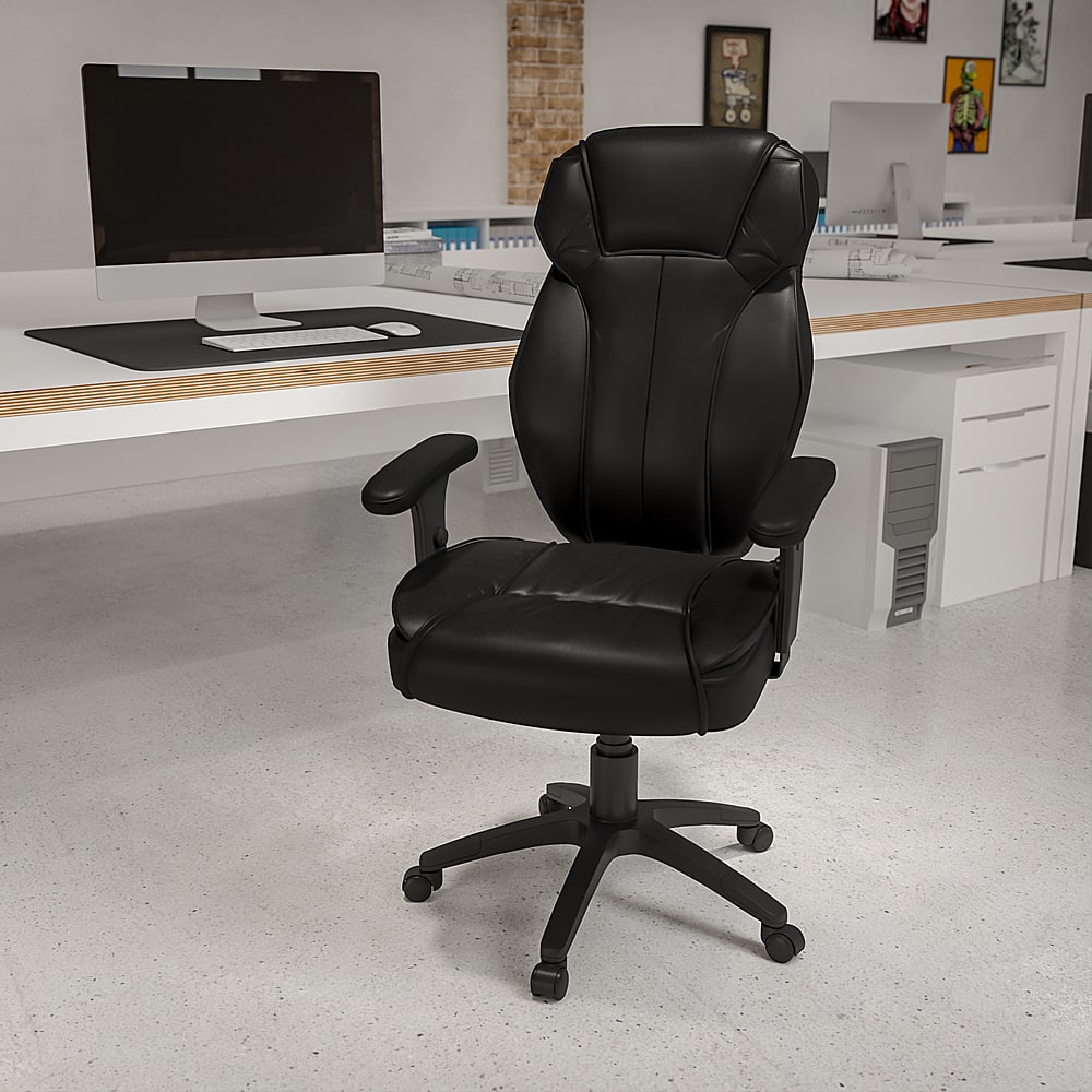 Alt View 12. Alamont Home - Hansel Contemporary Leather/Faux Leather Executive Swivel Office Chair - Black.