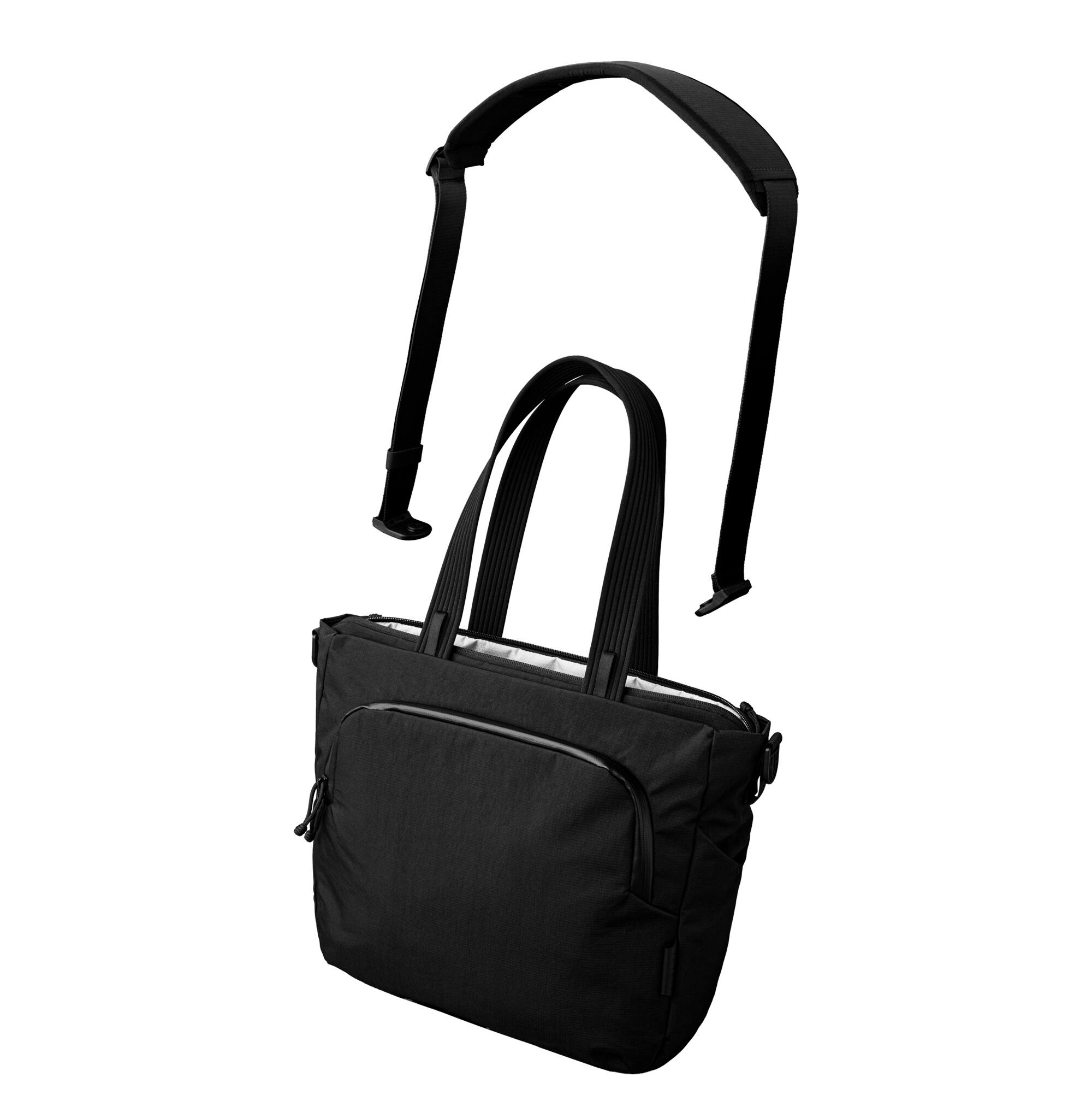 Front. ALPAKA - Bravo Tote V2 Work & Travel Laptop Tote Bag, Fits 16” MacBook Pro + 14” Tablet - Black Axoflux 400D.