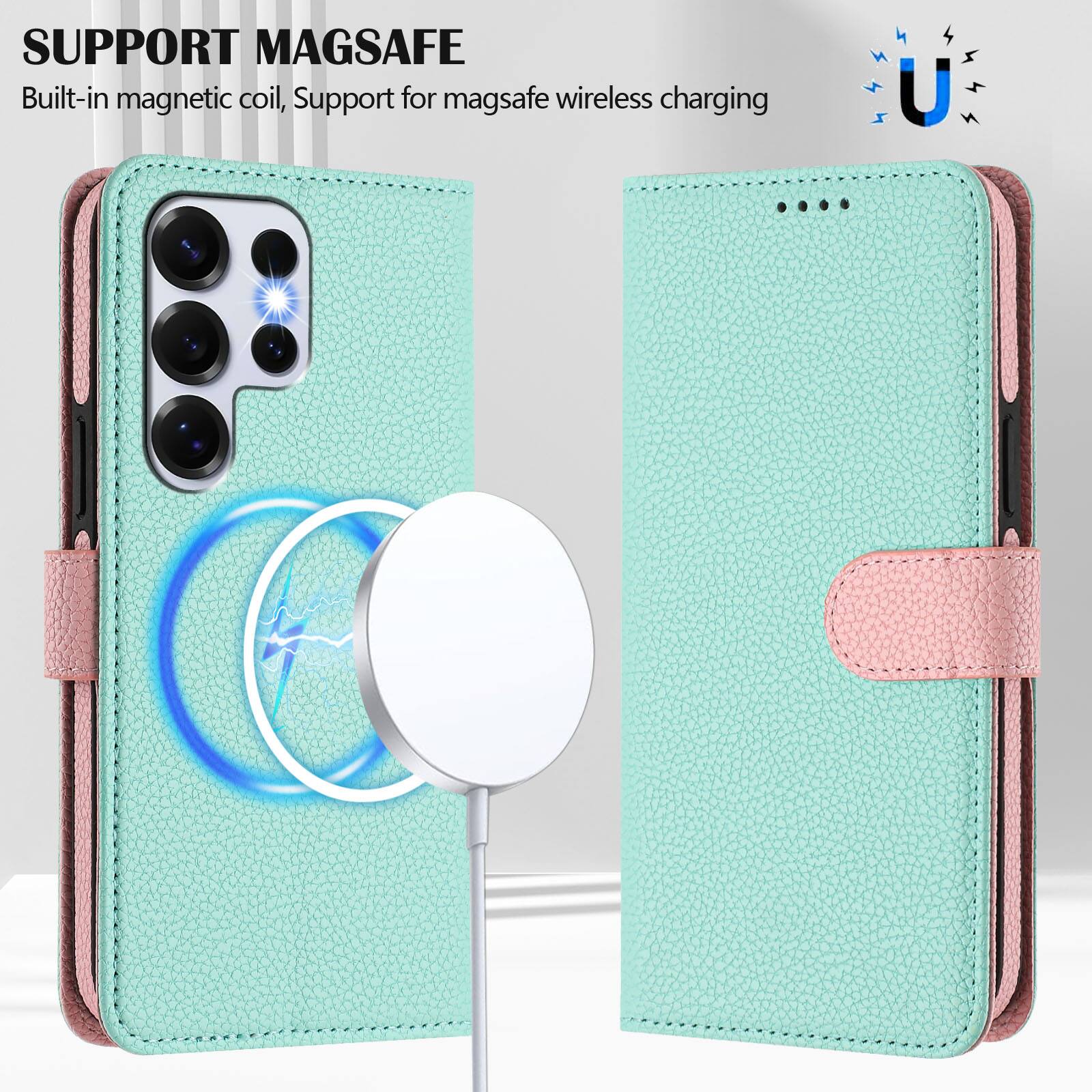 SUPPORT MAGSAFE  
Built-in magnetic coil, Support for magsafe wireless charging