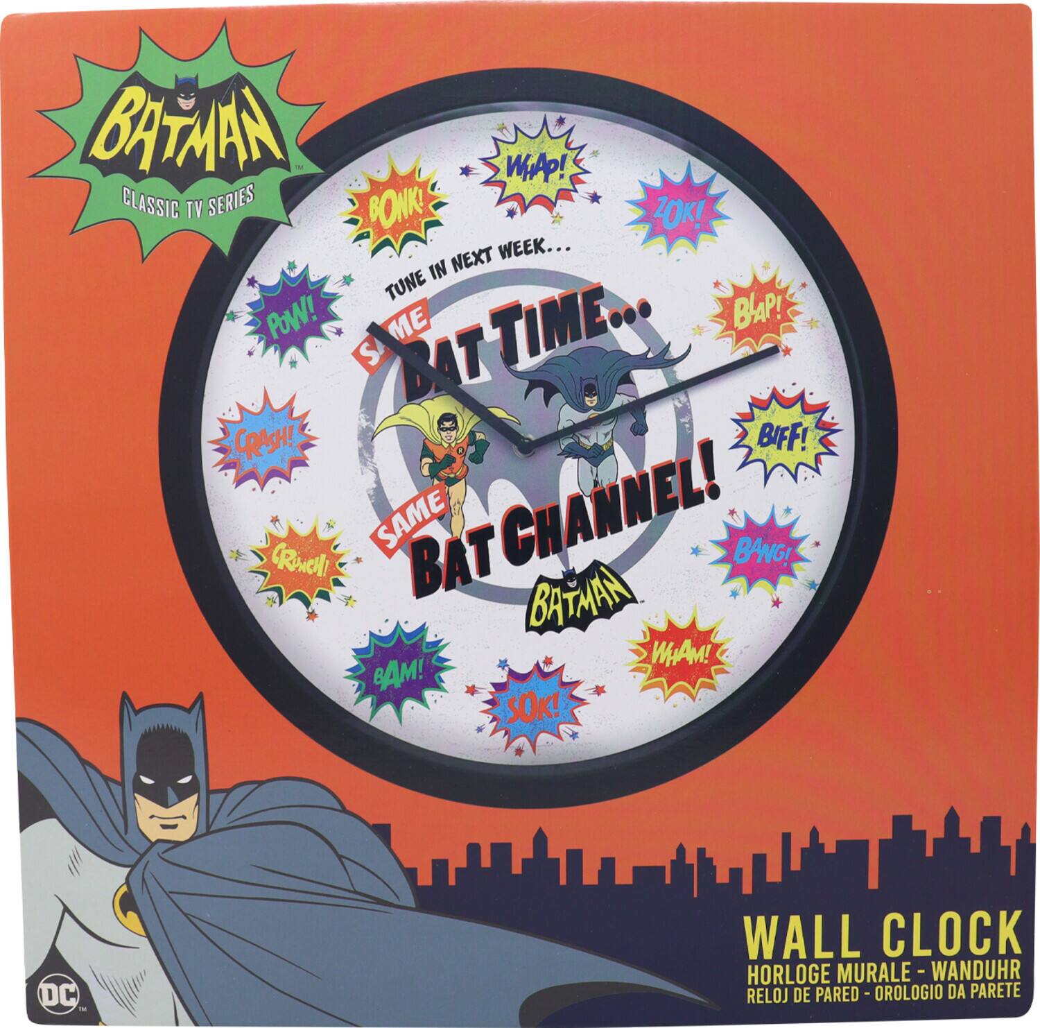 BATMAN WAP! CLASSIC TV SERIES BONK! ZOK! NEXT WEEK... IN TUNE POW! ME TIME... BLAP! SAME BAT CHANNEL! BANG! BATMAN WHAM! BAM! SOK! DC - WALL CLOCK HORLOGE MURALE - WANDUHR RELOJ DE PARED - OROLOGIO DA PARETE