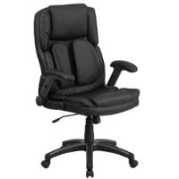 Flash Furniture - Hansel Contemporary Leather Executive Swivel Ergonomic High Back Office Chair - Black - Front_Zoom